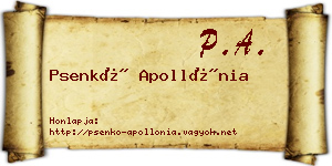 Psenkó Apollónia névjegykártya